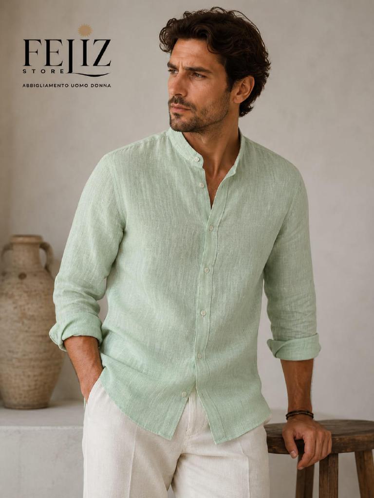 CAMICIA UOMO LINO COREANA 12569 SINIGUAL